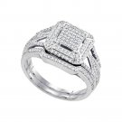0.5 CT GENUINE Diamond Wedding Engagement RING BAND SET 10k White Gold SIZE 5-11