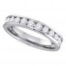 14k White Gold Womens Round Channel-set Diamond 4mm Wedding Band 3/4 Cttw