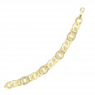 14k Two-Tone Gold Oval Link with Popcorn Motif Bracelet Classic Stylish Jewelry