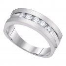 10k White Gold Mens Round Diamond Band Wedding Anniversary Ring 1/2 Ctw