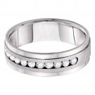 14k White Gold Mens Round Diamond Band Wedding Anniversary Ring 1/2 Ctw