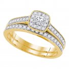 14k Yellow Gold Princess Diamond Bridal Wedding Engagement Ring Band Set 1/2 Ctw