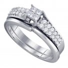 14k White Gold Diamond Princess Bridal Wedding Engagement Ring Band Set 1/2 Ctw