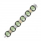 18k Yellow Gold & Sterling Silver Amethyst   Tsavorite   & Diamond Bracelet