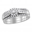 14k White Gold Womens Round Diamond 3-Piece Bridal Wedding Engagement Ring Set