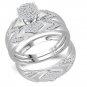 10k Two-tone Gold His Her Round Diamond Cluster Matching Bridal Wedding Ring Set