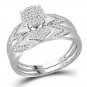 10k Two-tone Gold His Her Round Diamond Cluster Matching Bridal Wedding Ring Set