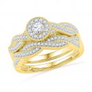 Diamond Twist Wedding Band Engagement RING Set 10k Yellow Gold Interlace Design