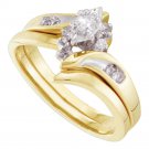 14kt Yellow Gold Marquise Diamond Bridal Wedding Engagement Ring Set 1/6 Ctw
