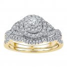 5/8 cttw NATURAL Diamond Engagement Ring Matching Band Set 14k Yellow Gold