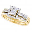 14k Yellow Gold Princess Diamond Bridal Wedding Engagement Ring Band Set 1/2
