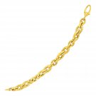 Stunning Shiny and Textured Teardrop and Round Link Bracelet in 14k Yellow Gold