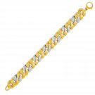 14k Two-Tone Yellow and White Gold Flat Double Link Bracelet Quality Jewelry