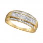 10k Yellow Gold His Hers Diamond Rectangle Cluster Matching Wedding Ring Set