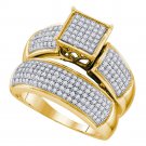 10k Yellow Gold Diamond Cluster Bridal Wedding Engagement Ring Band Set 5/8