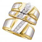 14k Yellow Gold His & Her Marquise Diamond Matching Bridal Wedding Ring Set