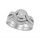 0.5 CT 1/2 Carat REAL Diamond Wedding Engagement Ring Band Set 10k White Gold