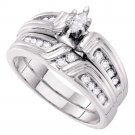 14k White Gold Marquise Diamond Bridal Wedding Engagement Ring Band Set 3/8 Cttw