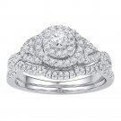 14k White Gold Round Diamond Bridal Wedding Engagement Ring Band Set 5/8 Cttw