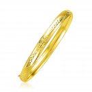 14k Yellow Gold Dome Florentine Design Bangle Womens Unique Fashion Bracelet