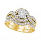 0.5 Carat 10k Yellow Gold Round Cut Elegant Wedding Engagement Ring Band Set