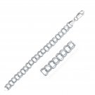 6.0 mm 14k White Gold Solid Double Link Charm Bracelet Fine Top Quality Jewelry