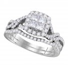 10kt White Gold Princess Diamond Twist Bridal Wedding Engagement Ring Set
