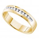 14k Yellow Gold Mens Round Channel-set Diamond Single Row Wedding Band Ring 1/2