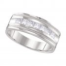 Mens 1.00 CT Carat Diamond Round Cut Wedding BAND Ring 10k White Gold SIZE 8-13