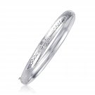 Classic Floral Carved Bangle in 14k White Gold (5.0mm) Womens Unique Bracelet
