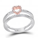 10kt Two-tone White Gold Womens Round Diamond Split-shank Heart Ring 1/10 Cttw