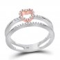10kt Two-tone White Gold Womens Round Diamond Split-shank Heart Ring 1/10 Cttw