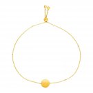 Adjustable Bracelet with Shiny Circle in 14k Yellow Gold