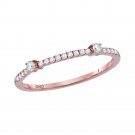 10kt Rose Gold Womens Round Diamond Single Row Stackable Band Ring 1/6 Cttw