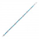 Bar and Oval Link Bracelet with Opal in Sterling Silver