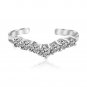 Sterling Silver Rhodium Finished V Shape Toe Ring with Cubic Zirconia Accents
