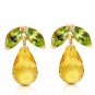 3.4 Carat 14K Solid Gold Stud Earrings Peridot Citrine