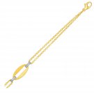 14k Yellow Gold Womens Diamond Bracelet w/ Gold Center Link Design 1/10 CT Carat