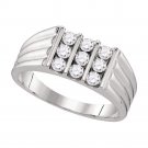 Mens 0.75 CT Diamond Band Wedding Anniversary Ring 10k White Gold SIZE 8-13