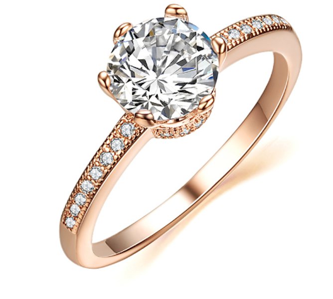 2.00 CT Carat Promise Engagement RING Round Cut Rose Gold Plated