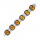 18k Yellow Gold & Sterling Silver Bracelet with Citrine   Quartz   and Diamonds
