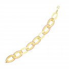 14k Yellow and Rose Gold Oval Link with Popcorn Trim Bracelet Fine Top Quality