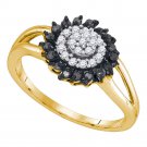 0.25 CT Carat Black Diamond Bridal Engagement Promise Ring 10k Yellow GOLD