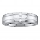 0.16 CT 14k White Gold Mens REAL Diamond Single Row Wedding Band Ring Size 8-13