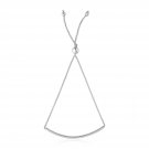 14k White Gold Smooth Curved Bar Lariat Design Bracelet Fine Quality Jewelry
