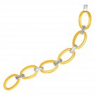 Elegant 14k Yellow Gold Diamond Oval Link Bracelet Fine Jewelry 1/5 CT 7 3/4"