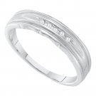 10k White Gold Mens Round Channel-set Diamond Single Row Wedding Band 1/20 Cttw