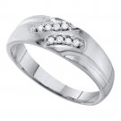 Mens Diamond RING Wedding Band Anniversary 1/8 Cttw 10kt White Gold Size 8-13