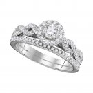 Wopmens 14k White Gold Vintage Diamond Wedding BAND RING Stackable Set 0.50 CT