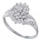 10k White Gold Womens Round Prong-set Diamond Oval Cluster Ring 1/4 Cttw